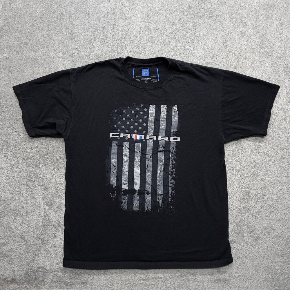 JH Design Camaro Shirt Mens XL Black American Flag Patriotic Car‎ Graphic Tee